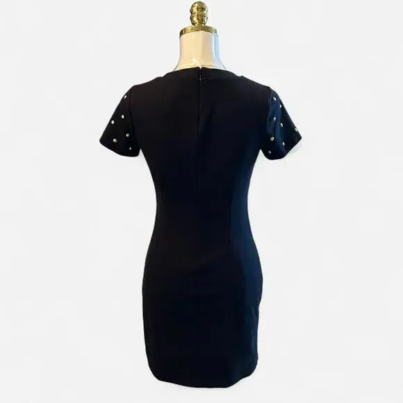 Michael Kors black‎ T-shirt mini dress with gold studded details. - Picture 3 of 4